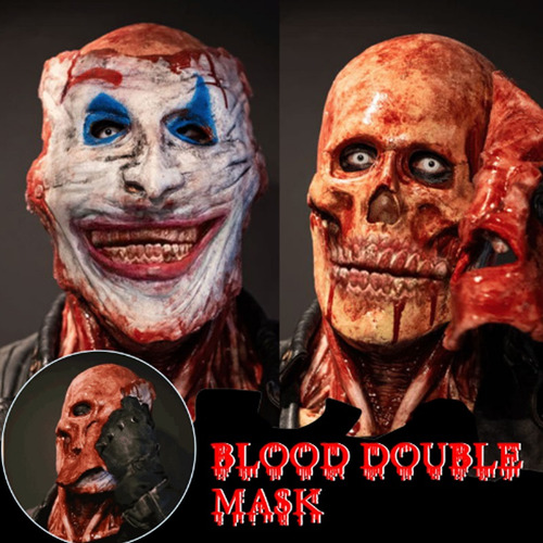 Máscara De Látex De Doble Payaso De Terror Para Cosplay De H