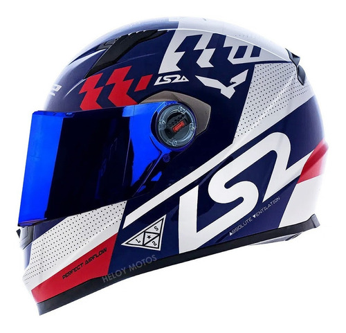 Capacete Ls2 Ff358 Podium Azul Branco + Viseira Iridium Azul