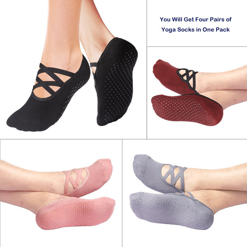 Calcetines De Yoga Antideslizantes Con Empuñaduras, Para