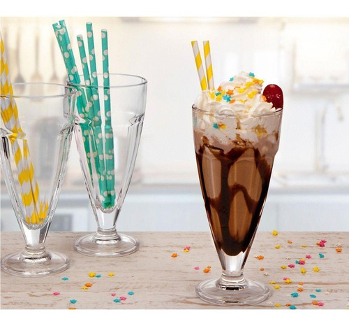 Jogo De Copos Taça Para Milkshake 340ml Kit Com 6 Peças