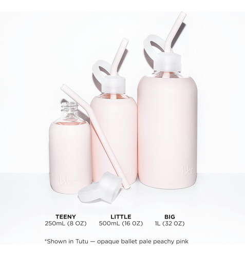 Botella De Agua De Vidrio Liso Con Funda De Silicona Y Popot
