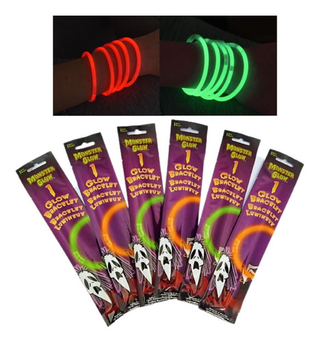 12 Pulsera Cyalume Halloween Monster Glow Fiesta