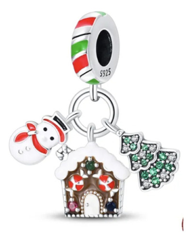 Charm Navidad Casa Galleta, Plata 925