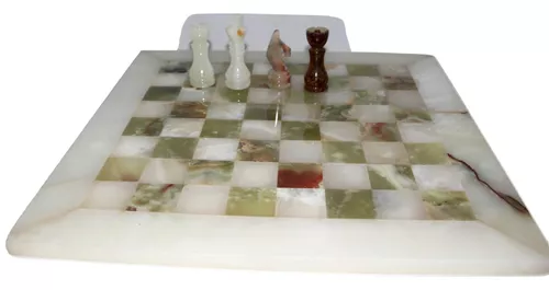 Lindo tabuleiro de xadrez (40x40cm) com peças de xadrez em mármore - Mármore  - Catawiki
