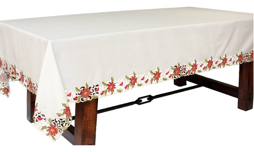 Xia Home Fashions Pascua Mantel Bordado Cutwork Navidad Enca