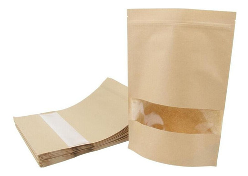 Stand Up Bolsa Papel Kraft Y Zipper, Mxsbg-002, 9x14 Cm, 10