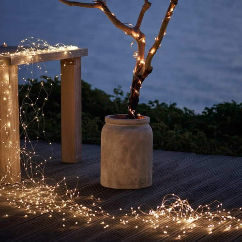 Cadena De Luces Solares Con 200 Led De Cobre Impermeable