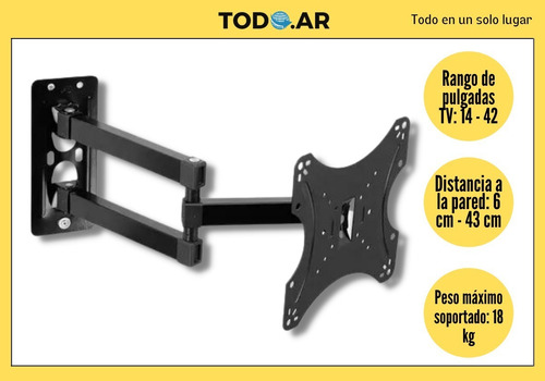 Imagen 2 de 8 de Soporte Tv Articulado 3 Brazos 14 42 Ideal Monitores Y Tv