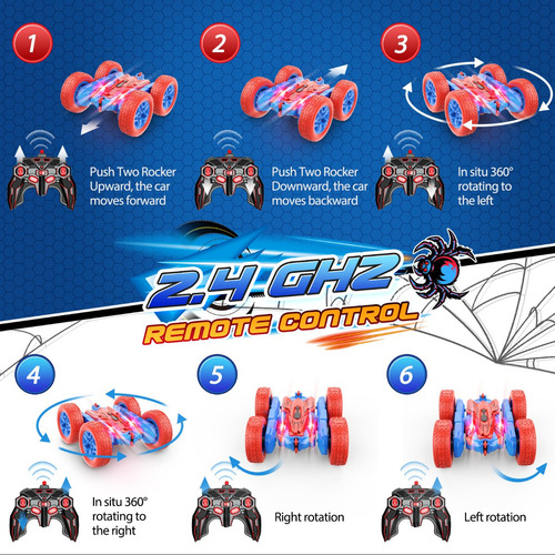 Coche Control Remoto Juguetes Para Niños Spider Con Led 360