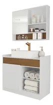 Comprar Móveis Bela Gabinete Armário Para Banheiro 80cmx68cmx40cm Com Pia Branco Móvel Pia Espelho Furos Cuba Porta Espelheira Cor Branco Flex Branco Com Nature