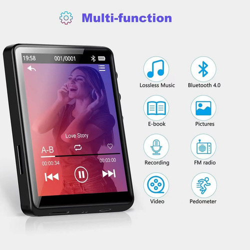 Reproductor De Música Digital Mp3 Mp4 64g Con Pantalla Tácti