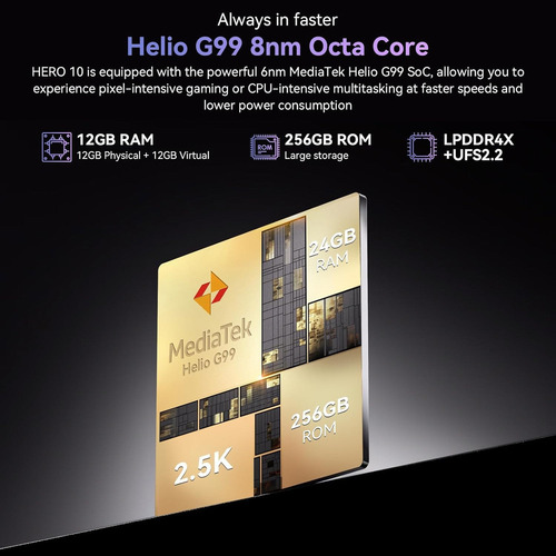 Blackview Hero 10 6.9 2.5k Helio G99 36gb Ram+256gb Rom 108mp 4000mah 45w Android 13 Doble Sim Gps Nfc Celular