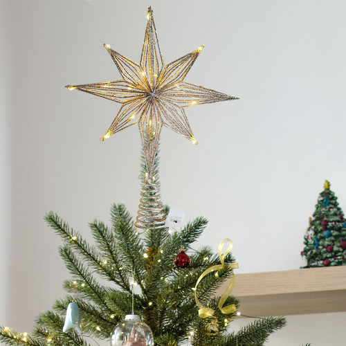 Adorno De Estrella Con Luces Para Árbol De Navidad