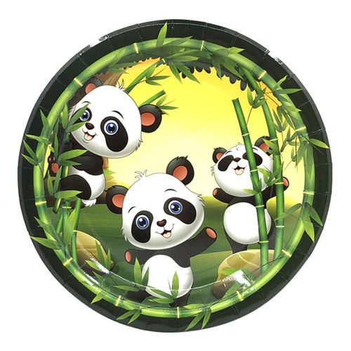 Platos Ositos Panda 18 Cm X 10 Un - Universo Mágico