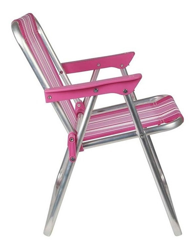 Kit 2 Cadeira Alta Infantil Alumínio Rosa Azul Praia - Mor