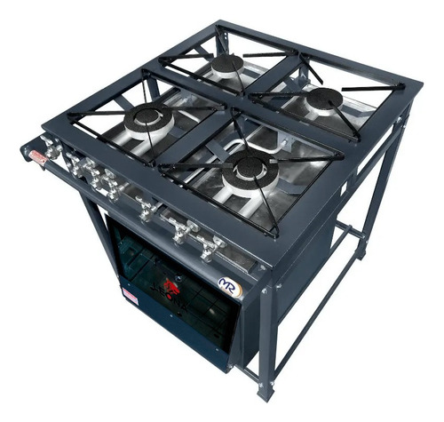 Fogão Industrial 4 Bocas 30x30 P7 Forno Tampa Vidro 85 Lts