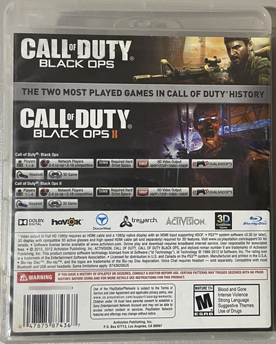Call Of Duty - Black Ops I & Ii Combo Pack - Ps3 - Usado (Usado)