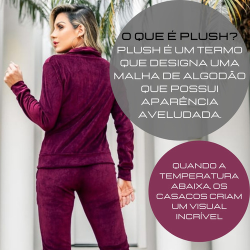 Imagem 6 de 7 de Conjunto Feminino De Plush Veludo E Calça Agasalho De Frio