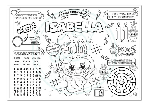 Souvenir Kit Lamina Imprimible Rollito Colorear Labubu