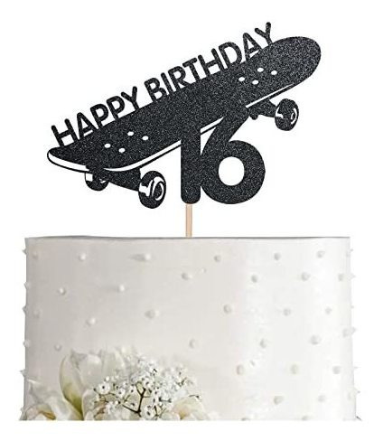 Skateboard 16 Cake Topper, Boy Girl Sport Happy 16th Wqmzg