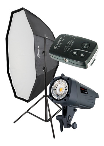 Imagen 1 de 10 de Kit Flash Estudio Visico 300w Soft Octo120cm Pie P/ Newborn