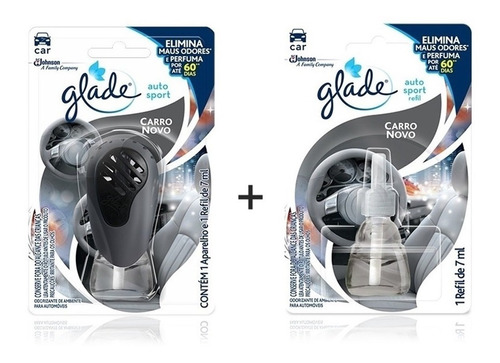 Aromatizante Glade Carro Novo + Refil Carro Novo Kit