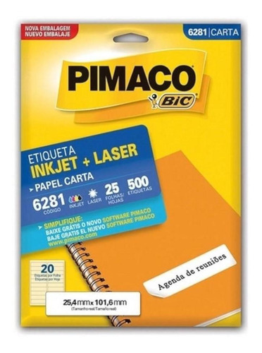 Etiqueta Pimaco Carta Inkjet E Laser 6281 Com 500 Unidades