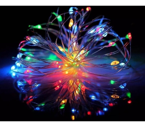 Imagen 6 de 10 de Tira Led Cable Hilo Alambre Luces Led A Pila 3 Mt Multicolor