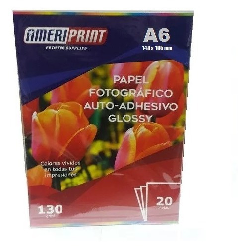 Papel Fotografico Glossy Adhesivo 130g A6 (20hojas) X 10pack