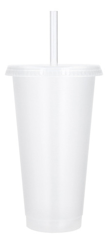 10 Vasos Reusables Con Tapa Y Popote 24oz/ 700ml (10 Piezas) Color Transparente