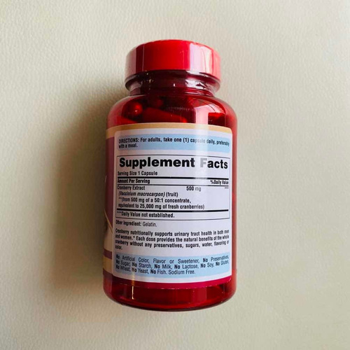 Imagen 5 de 6 de Cranberry Arándano 25.000mg 120 Unid Vias Urinarias Puritans
