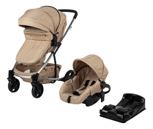 Carriola de Bebe Travel System de Paseo D'bebé Eclipse Color Beige Chasis Plateado
