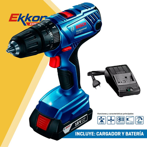 Imagen 2 de 5 de Taladro Percutor Inalambrico Bosch 18v Batería Maletín Carg