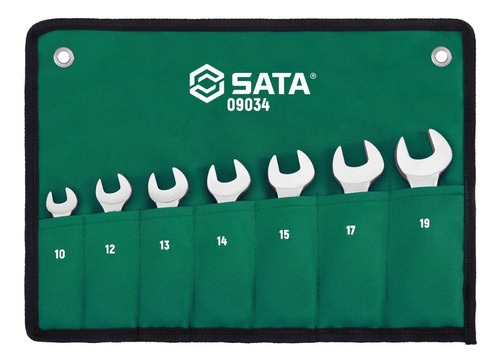 Kit De Chaves Combinadas Com Catraca Curta St09034 - Sata
