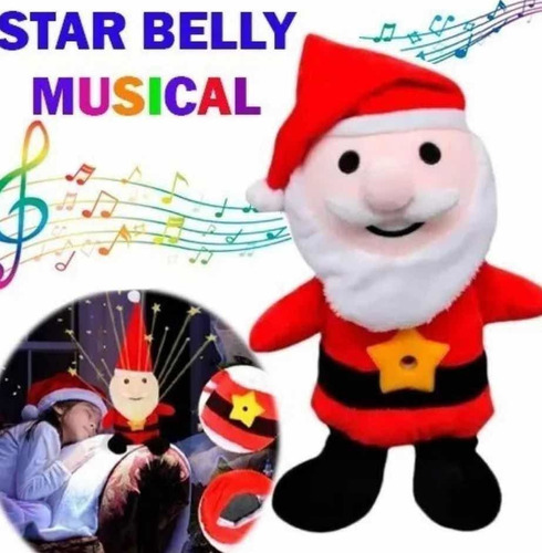 Star Belly Peluche Proyector De Luz Juguete Viejo Pascuero