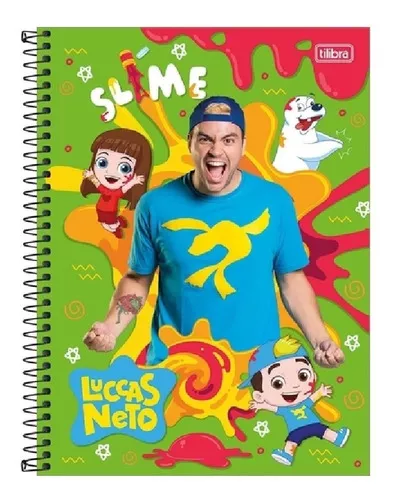 Kit 2 Caderno Luccas Neto Desenho Capa Dura Espiral 80 Folha em