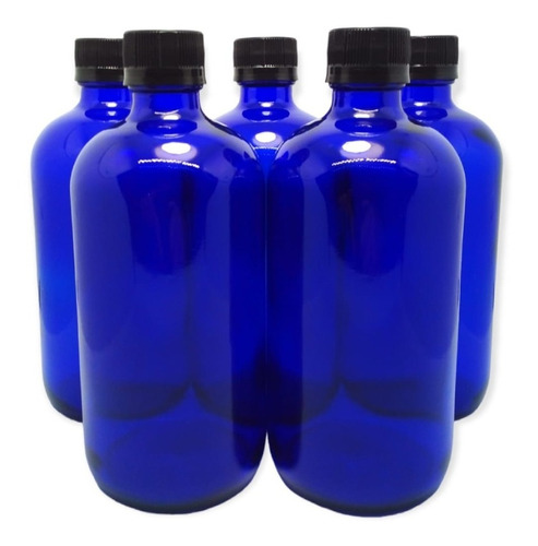 Botella Vidrio Azul 500cc Tapa Rosca Frasco Vidrio Pack X10