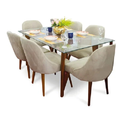 Juego De Comedor 6 Sillas Alto Hogar Almera Beige