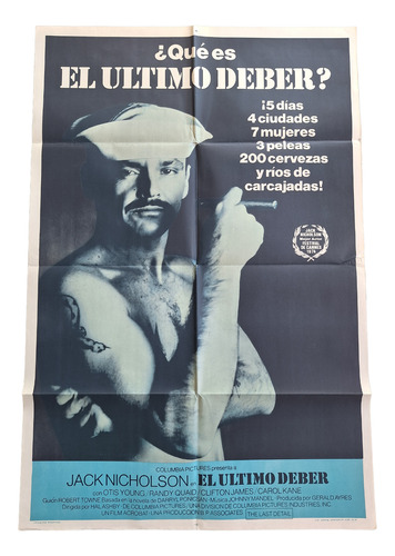 Poster Afiche Cine Antiguo El Último Deber Jack Nicholson *