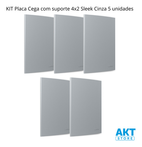 Kit 5 Placa 4x2 Cega Com Suporte Cinza Sleek Margirius