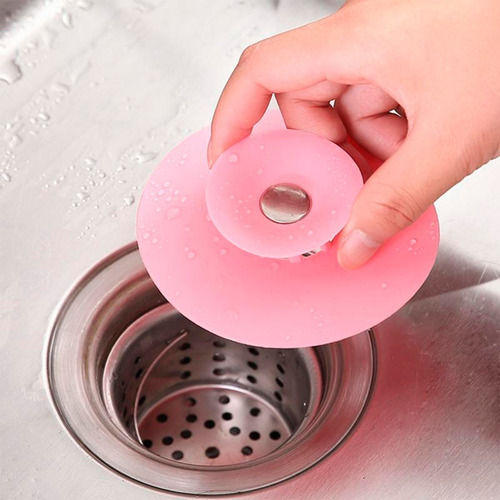 Imagen 7 de 10 de Tapón De Silicona Con Filtro Para Bañera Bacha Cocina.
