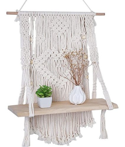 Macrame Estante Colgante De Pared Tejido Decoración De Pare