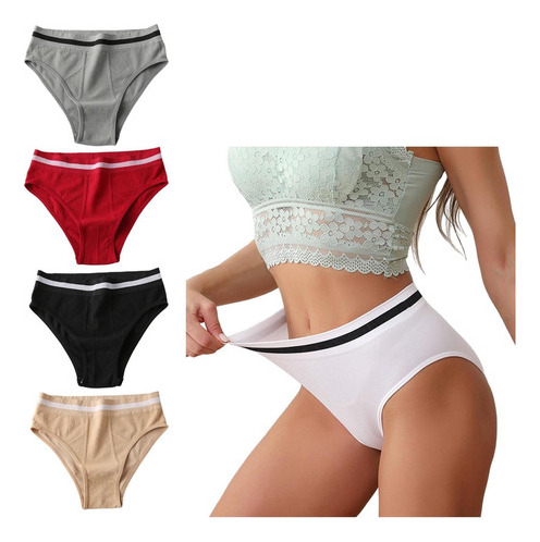 Ropa Interior De Algodón De Talle Alto Para Mujer