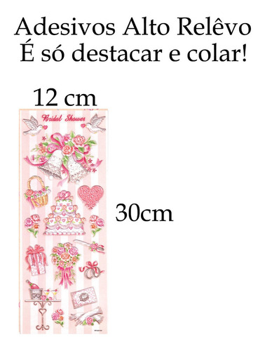 Imagem 2 de 4 de Adesivo Alto Relevo Casamento Scrap Book Glitter Decoração