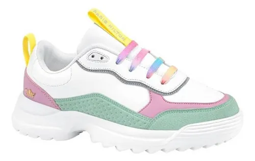 Tenis Chunky Paris Hilton Blanco Con Tonos Pastel De Mujer Env o
