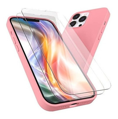 Funda Para iPhone 13 Pro Silicona Color Rosa Borde Elevado