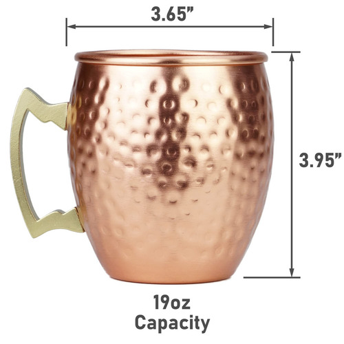 Arora Moscow Mule - Juego De 4 Tazas De Aluminio Martilladas Hechas A Mano Para Bebidas De Cóctel, Bar De Cerveza, Regalos De Fiesta, Color Cobre, 29 Onzas