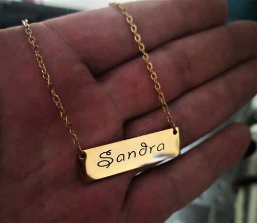 Imagen 3 de 6 de Collar Dije Nombre Grabado Láser Personalizado M1061