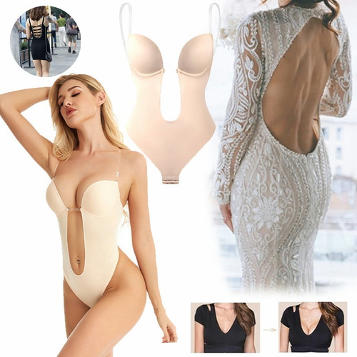 Brasier Bodysuit Escote Profundo U-pluge Sin Espalda