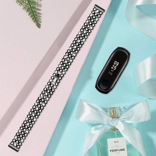 Imagen 3 de 5 de Pulsera Malla Para Mi Band 5 Y 6 Acero Inox Con Strass